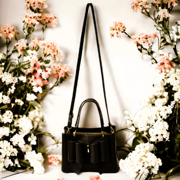 Black Pebbled Leather Double Top Handle Handbag - Picture 4 of 6